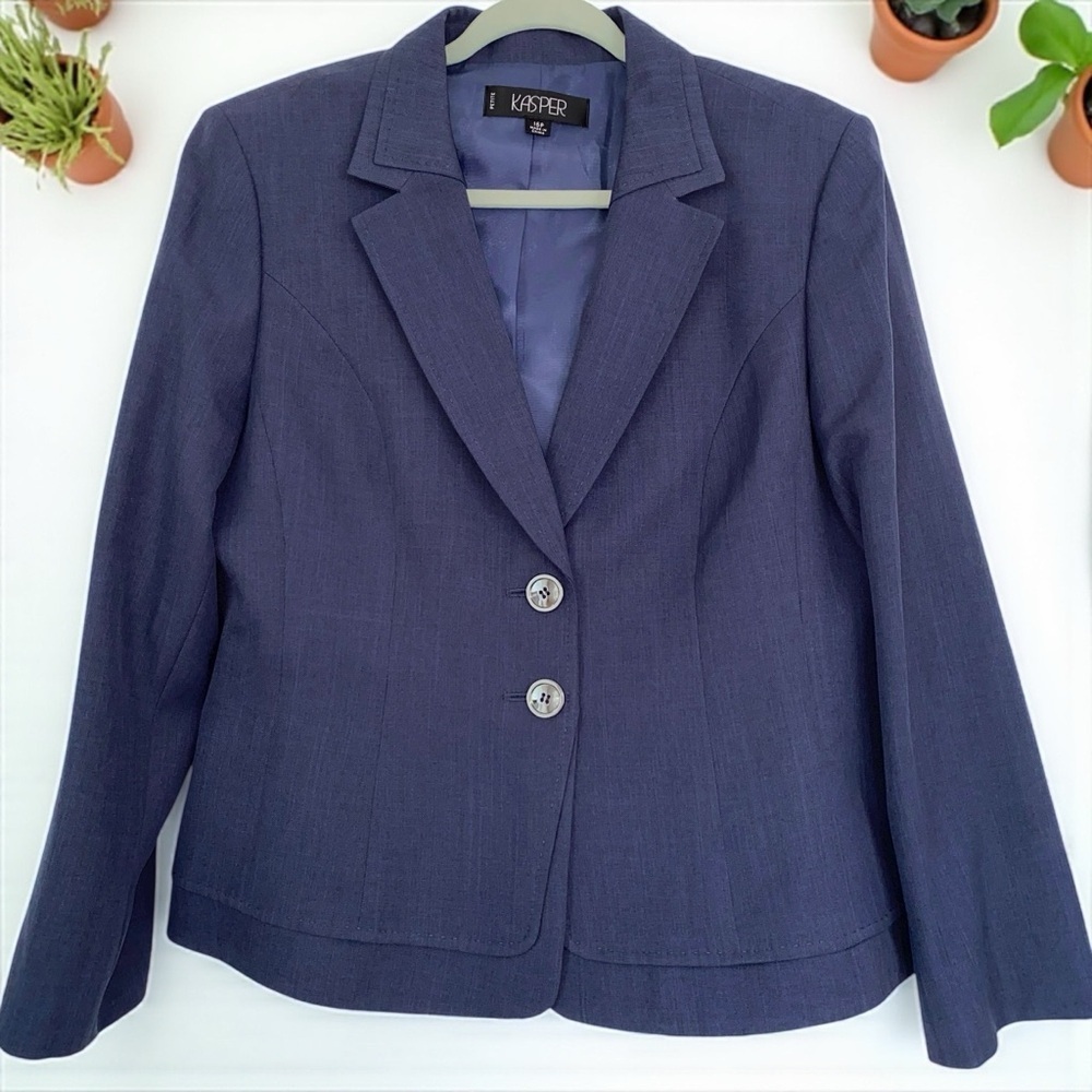 Kasper Navy Blue Blazer Size 14P
